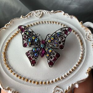Vintage Butterfly Crystal Brooch